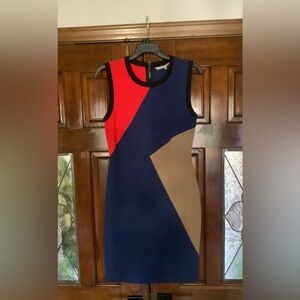 RACHEL Rachel Roy Blue, Black, Tan, & Red Sheath Mini Dress